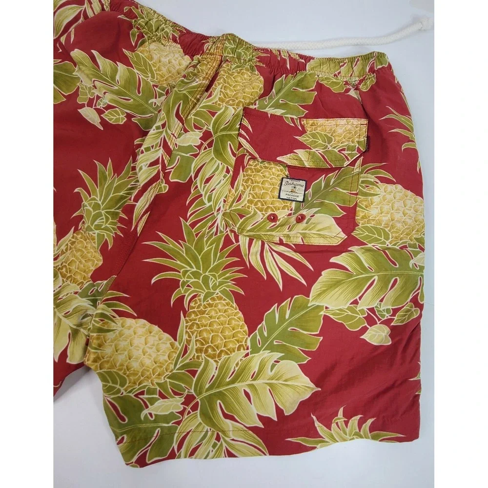 Tommy Bahama Relax Mens Med Mesh line Swim Trunks Hawaiian Red Pineapples palm